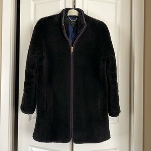 J.Crew Black Teddy Coat with gold hardware